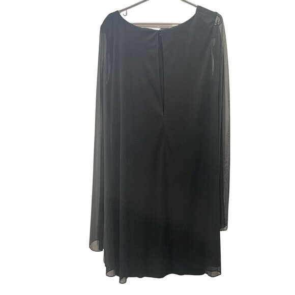 Connected Apparel Black Cape Sleeve Chiffon Midi Dress Cocktail Evening Gown 14 - Picture 5 of 9